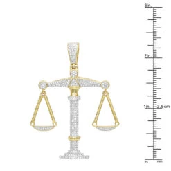 10K Yellow Gold Diamond Libra Pendant 1.1ct By Luxurman -Jewelry Sales Store real gold zodiac jewelry 10k gold diamond libra pendant 11ct by luxurman rulerye