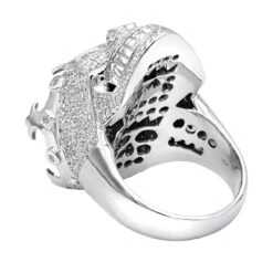 Real Hip Hop Men's Diamond Skull Ring 10K White Gold King Crown 2.75ct -Jewelry Sales Store real hip hop jewelry mens diamond skull ring 14k 275ct p 50195 backwh