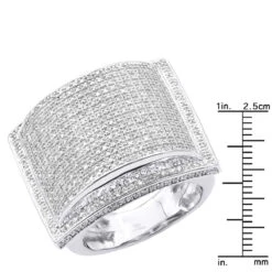 Real Hip Hop Silver Men's Diamond Ring 1 Carat -Jewelry Sales Store real hip hop jewelry silver mens diamond ring 096ct p 47975 ruler white