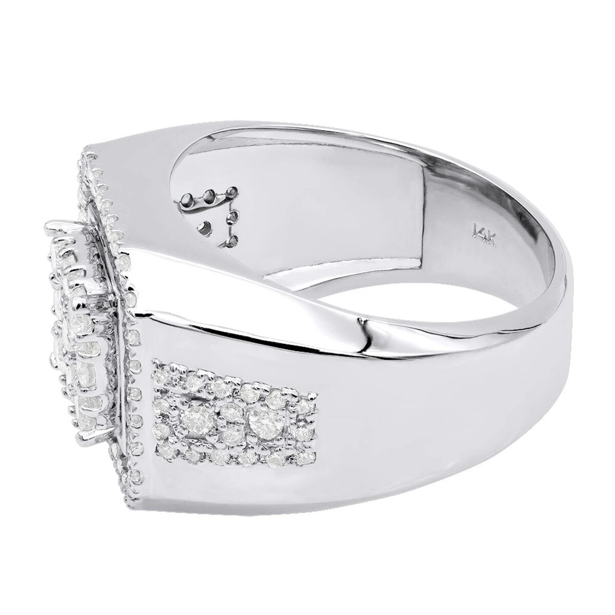 14K White Gold Hip Hop Square Men's Diamond Ring 3ct 4 14K White Gold Hip Hop Square Men's Diamond Ring 3ct - Image 4