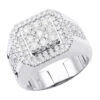 14K White Gold Hip Hop Square Men's Diamond Ring 3ct