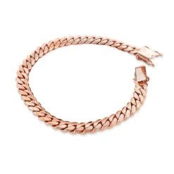 Men's 14K Rose Gold Miami Cuban Link Curb Chain Bracelet 5.6mm 7.5-9in