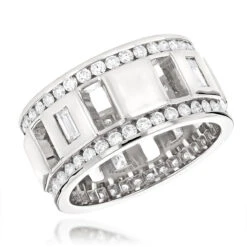Round And Baguette Diamond Eternity Ring By Luxurman New York 2.65ct