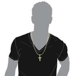 Round Baguette Diamond Cross Pendant 0.5ct 10K Yellow Gold -Jewelry Sales Store round baguette diamond cross pendant 062ct 10k gold bodye