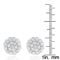 Round Diamond Cluster Earrings 14K White Gold 4.02ct -Jewelry Sales Store round diamond cluster earrings in 14k gold 402ct p 6104 rulerwh