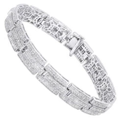 Affordable Silver Men's Diamond Bracelet 3.58 Ct