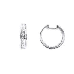 Single Diamond Hoop Earring For Men 14K White Gold Huggie Earring 1/4ct