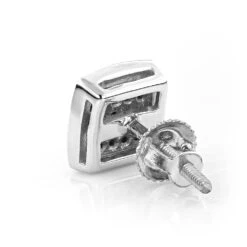 Single Mens Diamond Earring 14K White Gold Blue Yellow Diamond Stud Earring 0.1ct -Jewelry Sales Store single mens diamond earring 14k gold blue yellow diamond stud earring 0 1ct back white 1