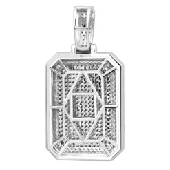 Small Diamond Dog Tag Pendant 1.75ct Fully Iced Out 10K White Gold By Luxurman -Jewelry Sales Store small diamond dog tag pendant 175ct fully iced out 14k gold by luxurman backwh