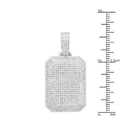 Small Diamond Dog Tag Pendant 1.75ct Fully Iced Out 10K White Gold By Luxurman -Jewelry Sales Store small diamond dog tag pendant 175ct fully iced out 14k gold by luxurman rulerwh