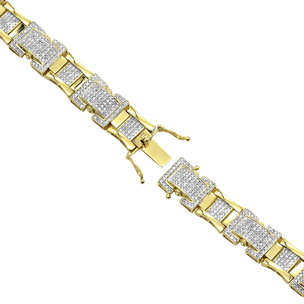 Solid 10K Yellow Gold Diamond Bracelet For Men 3.1ct By Luxurman 4 Solid 10K Yellow Gold Diamond Bracelet For Men 3.1ct By Luxurman - Image 4