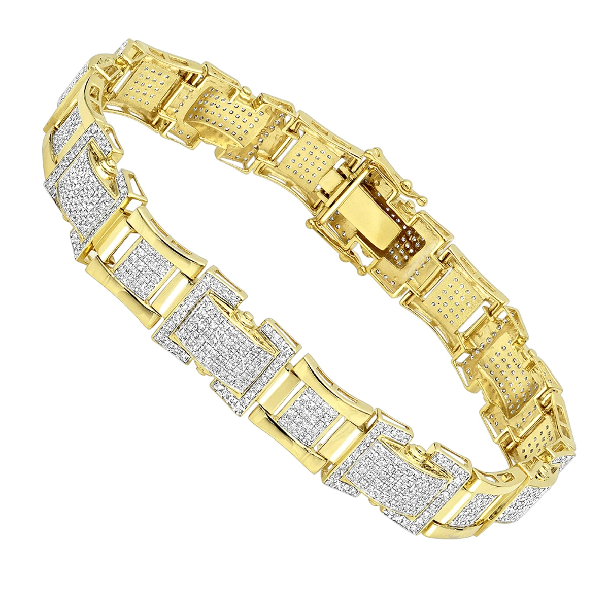 Solid 10K Yellow Gold Diamond Bracelet For Men 3.1ct By Luxurman 1 Solid 10K Yellow Gold Diamond Bracelet For Men 3.1ct By Luxurman