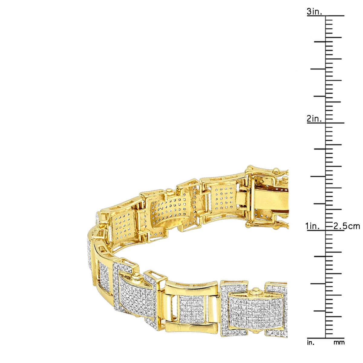 Solid 10K Yellow Gold Diamond Bracelet For Men 3.1ct By Luxurman 6 Solid 10K Yellow Gold Diamond Bracelet For Men 3.1ct By Luxurman - Image 6