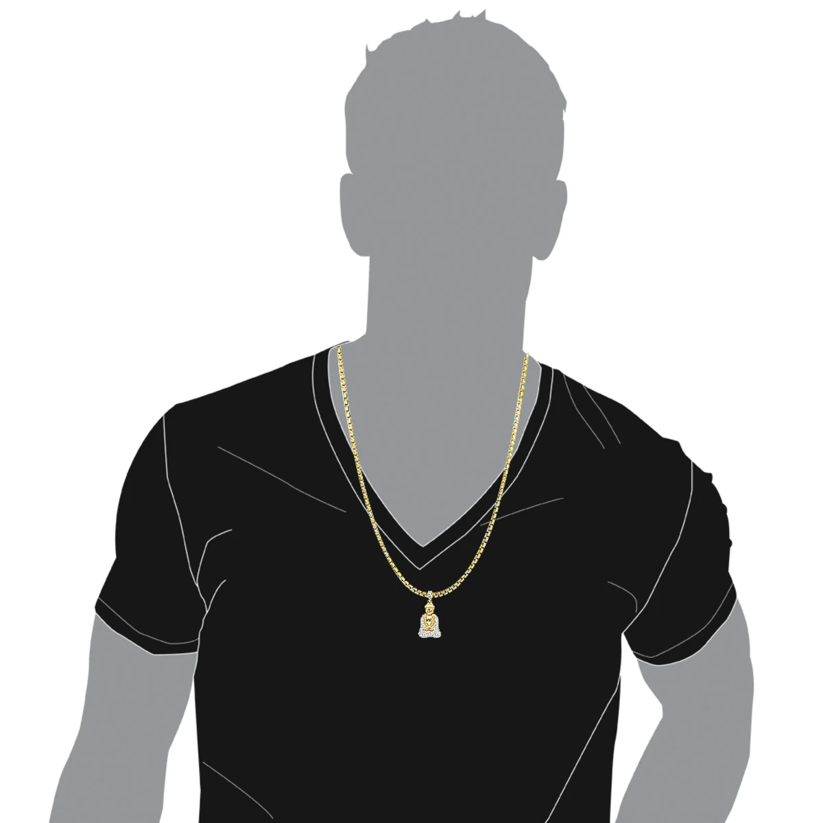 10K White Gold Real Diamond Buddha Pendant 1/2ct By Luxurman 5 10K White Gold Real Diamond Buddha Pendant 1/2ct By Luxurman - Image 5