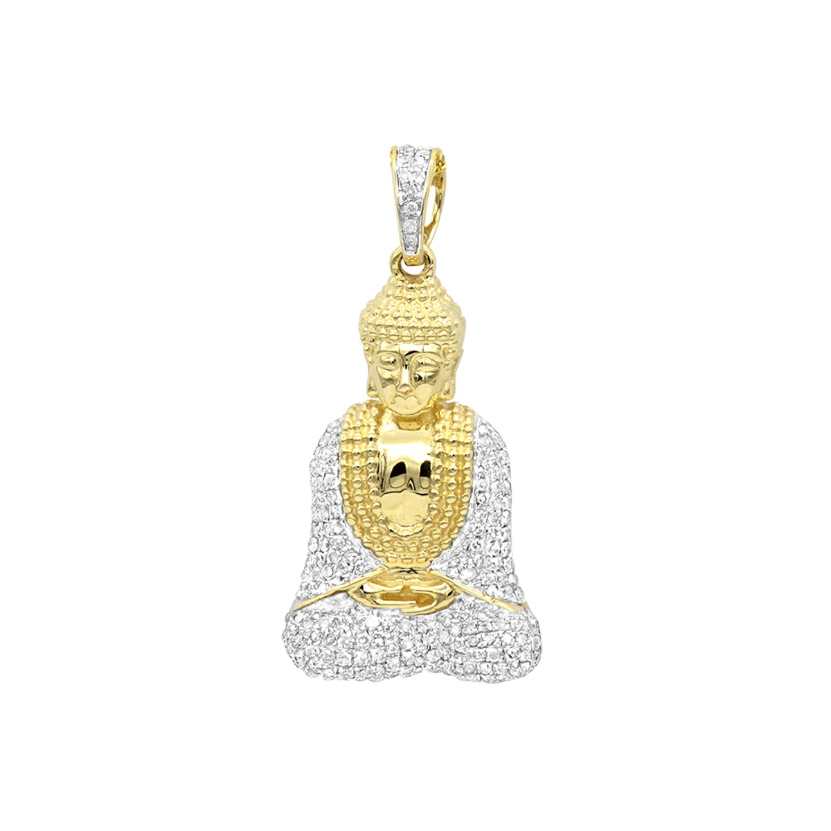 10K White Gold Real Diamond Buddha Pendant 1/2ct By Luxurman 2 10K White Gold Real Diamond Buddha Pendant 1/2ct By Luxurman - Image 2