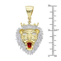 10K Yellow Gold Diamond King Lion Head Pendant For Men 1.2ct Luxurman Charm -Jewelry Sales Store solid 10k gold diamond king lion head pendant for men 12ct luxurman charm rulerye