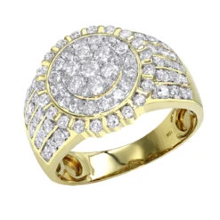 Solid 10K Yellow Gold Diamond Ring For Men By Luxurman 2.5ct
