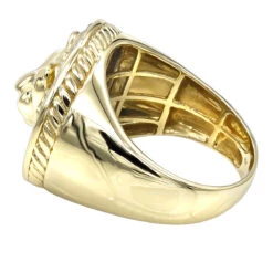 Solid 10K Yellow Gold Lion Head Diamond Pinky Ring For Men 0.3ct Luxurman -Jewelry Sales Store solid 10k gold lion head diamond ring for men 03ct luxurman pinky rings backye