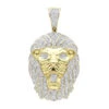 10K Yellow Gold Lion Head Pendant With Diamonds For Men 1.2ct