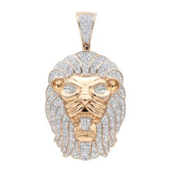10K Yellow Gold Lion Head Pendant With Diamonds For Men 1.2ct -Jewelry Sales Store solid 10k gold lion head pendant with diamonds for men 12ct ro
