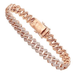 10K Yellow Gold Men's Diamond Bracelet 6 Carats Iced Out Cuban Link Design -Jewelry Sales Store solid 10k gold mens diamond bracelet 6 carats iced out cuban link design 804057 ro