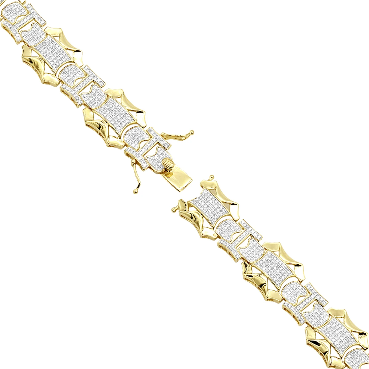 Solid 10K Yellow Gold Men's Diamond Bracelet By Luxurman 3 Carats Of Diamonds 4 Solid 10K Yellow Gold Men's Diamond Bracelet By Luxurman 3 Carats Of Diamonds - Image 4