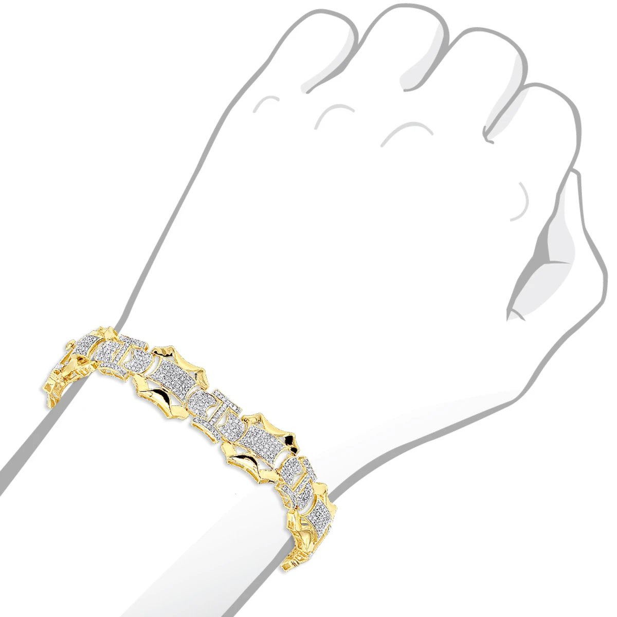 Solid 10K Yellow Gold Men's Diamond Bracelet By Luxurman 3 Carats Of Diamonds 5 Solid 10K Yellow Gold Men's Diamond Bracelet By Luxurman 3 Carats Of Diamonds - Image 5