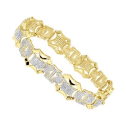 Solid 10K Yellow Gold Men's Diamond Bracelet By Luxurman 3 Carats Of Diamonds