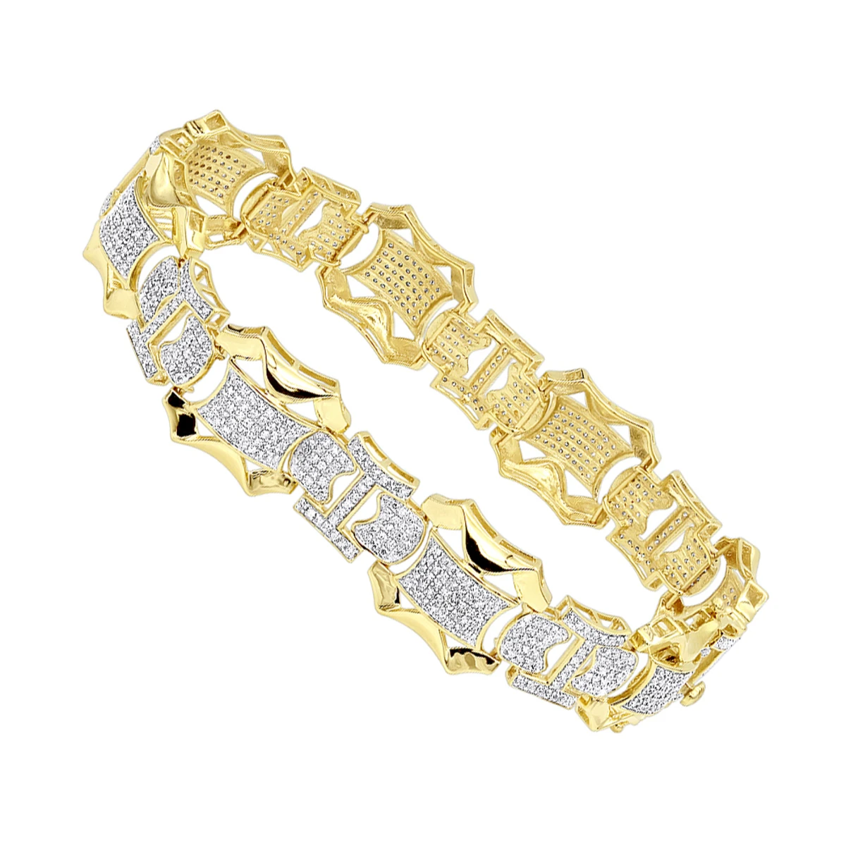 Solid 10K Yellow Gold Men's Diamond Bracelet By Luxurman 3 Carats Of Diamonds 1 Solid 10K Yellow Gold Men's Diamond Bracelet By Luxurman 3 Carats Of Diamonds