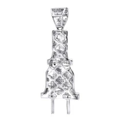 10K White Gold Power Plug Real Diamond Pendant For Men 0.5ct By Luxurman 1.8in -Jewelry Sales Store solid 10k gold power ppug real diamond pendant for men 05ct by luxurman backwh