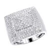 Solid 10K White Gold Pyramid Shaped 2 Carat Diamond Men's Pinky Ring LUXURMAN