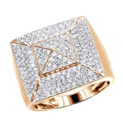 Solid 10K White Gold Pyramid Shaped 2 Carat Diamond Men's Pinky Ring LUXURMAN -Jewelry Sales Store solid 10k gold pyramid shaped 2 carat diamond mens pinky ring luxurman ro