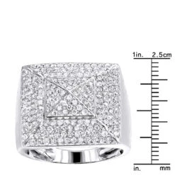 Solid 10K White Gold Pyramid Shaped 2 Carat Diamond Men's Pinky Ring LUXURMAN -Jewelry Sales Store solid 10k gold pyramid shaped 2 carat diamond mens pinky ring luxurman rulerwh