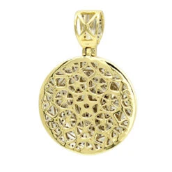 10K Yellow Gold Real Diamond Crown Pendant For Men Iced Out Round Medallion -Jewelry Sales Store solid 10k gold real diamond crown pendant for men iced out round medallion backye