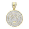 10K Yellow Gold Real Diamond Crown Pendant For Men Iced Out Round Medallion