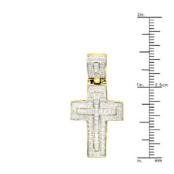 10K White Gold Small Diamond Cross Pendant For Men And Women 0.3ct -Jewelry Sales Store solid 10k gold small diamond cross pendant for men and women 0 3ct rulerye