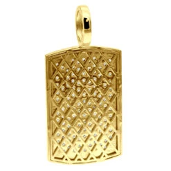 14K Yellow Gold Diamond Dog Tag Pendant For Men 3.25 Carats Iced Out Design -Jewelry Sales Store solid 14k gold diamond dog tag pendant for men 325 carats iced out design 407140 back yellow