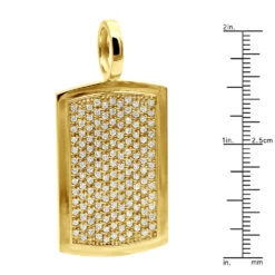 14K Yellow Gold Diamond Dog Tag Pendant For Men 3.25 Carats Iced Out Design -Jewelry Sales Store solid 14k gold diamond dog tag pendant for men 325 carats iced out design 407140 ruler yellow