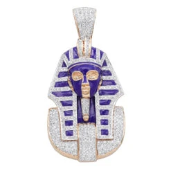 14K Yellow Gold Egyptian Pharaoh Head Enamel Diamond Pendant For Men 2.38ct 8 14K Yellow Gold Egyptian Pharaoh Head Enamel Diamond Pendant For Men 2.38ct -Jewelry Sales Store solid 14k gold egyptian pharaoh head enamel diamond pendant for men 238ct ro