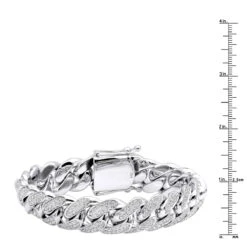 Solid 14K White Gold Men's Miami Cuban Link Diamond Bracelet By Luxurman 9ct 17mm -Jewelry Sales Store solid 14k gold mens miami cuban link diamond bracelet by luxurman 9ct 17mm rulerwh