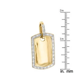 10K Yellow Gold Diamond Dog Tag Pendant Gold 0.65ct -Jewelry Sales Store solid gold diamond dog tag pendant 10k 065ct rulerye