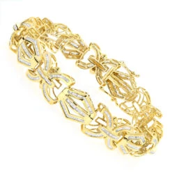 Modern Solid 10K Yellow Gold Men's Baguette Diamonds Bracelet 7.95ct