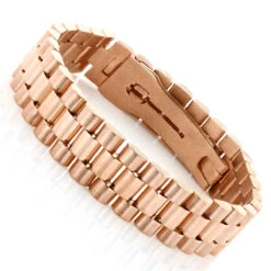 Solid 18K Rose Gold Men's Bracelet Rolex Style
