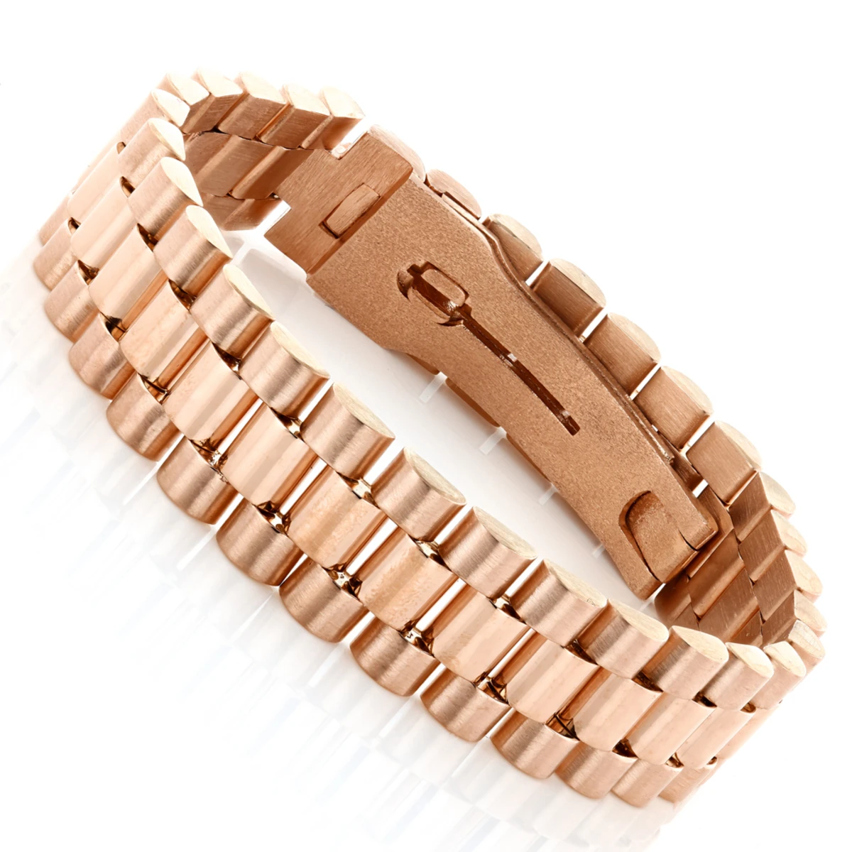 Solid 18K Rose Gold Men's Bracelet Rolex Style 1 Solid 18K Rose Gold Men's Bracelet Rolex Style