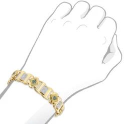 Solid 10K Yellow Gold Men's Diamond Bracelet Yellow Blue White 2.5 Ct -Jewelry Sales Store solid gold mens diamond bracelet yellow blue white 276ct p 6498 bodye