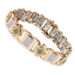 Solid 10K Yellow Gold Men's Diamond Bracelet Yellow Blue White 2.5 Ct -Jewelry Sales Store solid gold mens diamond bracelet yellow blue white 276ct p 6498 ro