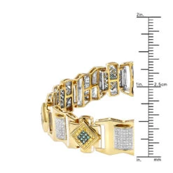 Solid 10K Yellow Gold Men's Diamond Bracelet Yellow Blue White 2.5 Ct -Jewelry Sales Store solid gold mens diamond bracelet yellow blue white 276ct p 6498 rulerye