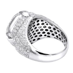 Statement Men's 14K White Gold 3.25ct Diamond Ring By Luxurman -Jewelry Sales Store statement mens diamond rings sale 14k gold luxurman 3 25ct ring backwh