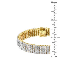 Men's Sterling Silver 5 Row Diamond 1.5ct Gold Plated Bracelet -Jewelry Sales Store sterling silver 5 row diamond bracelet 225ct gold plated p 49466 rulerye