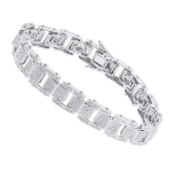 Sterling Silver Men's Diamond Bracelet 0.84ct